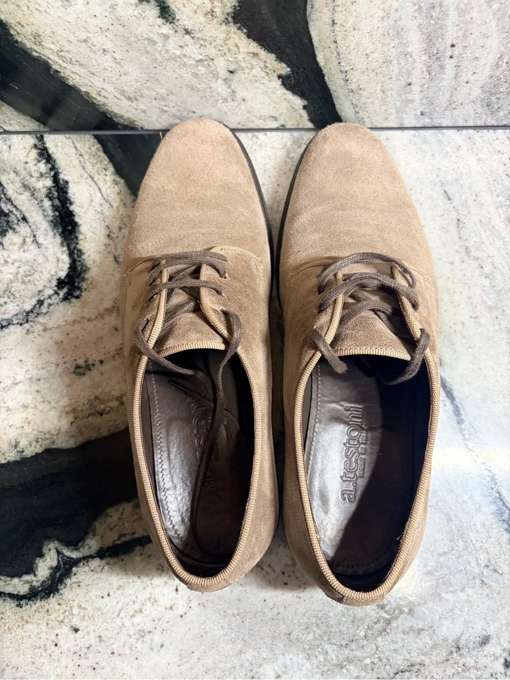 a.testoni Taupe Suede Derby Dress Shoes Men’s US 9 UK 8 Made in Italy